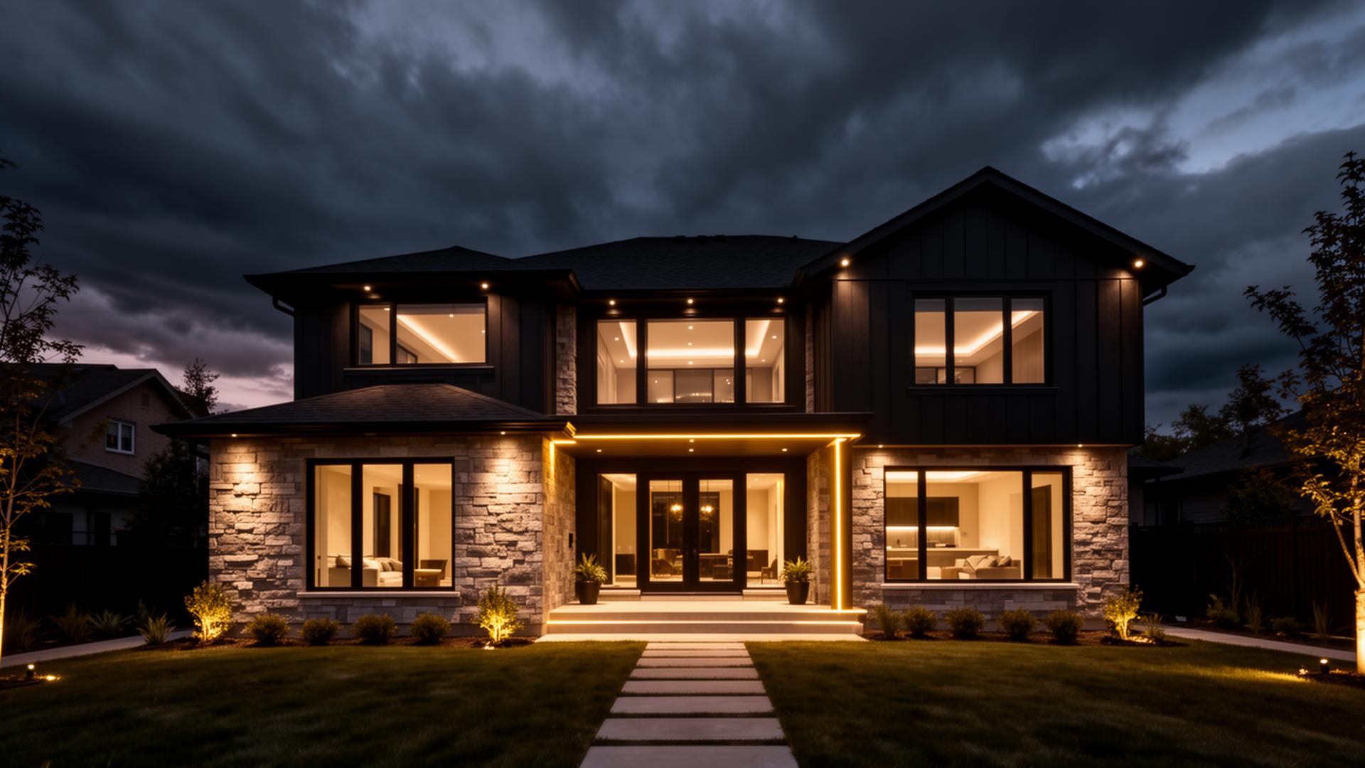 Premium home exterior at twilight